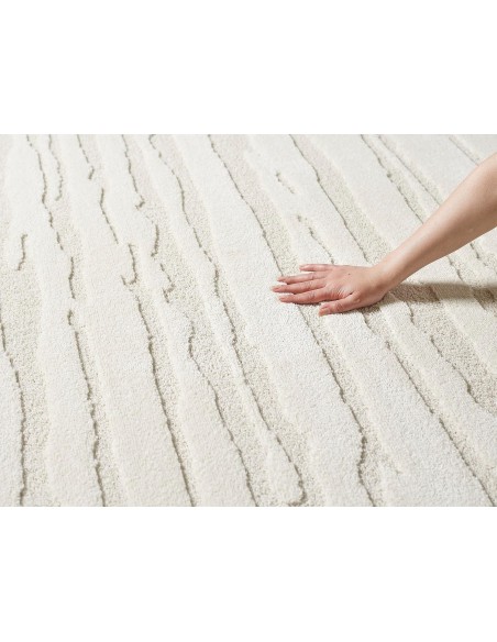 Monaco  46 - Tapis à motif géometrique  Effet 3D couleur crème