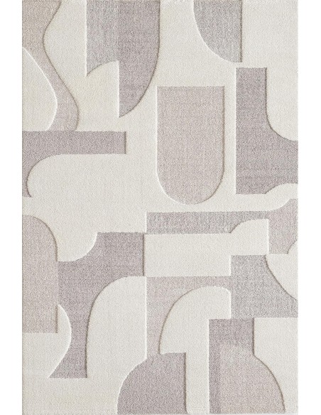 Monaco  47 - Tapis à motif géometrique  Effet 3D couleur crème