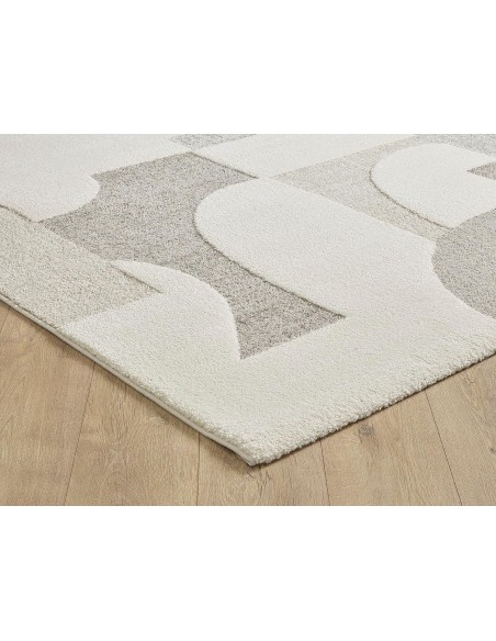 Monaco  47 - Tapis à motif géometrique  Effet 3D couleur crème