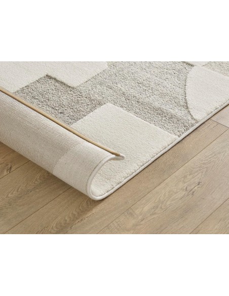 Monaco  47 - Tapis à motif géometrique  Effet 3D couleur crème