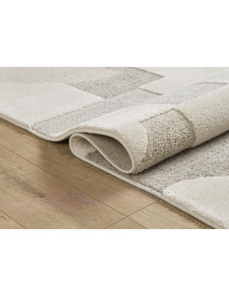 Monaco  47 - Tapis à motif géometrique  Effet 3D couleur crème