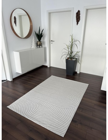 Tapis Intérieur/Extérieur Moderne TENERIFE Crème à motif géométrique