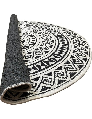 Tapis ROSAS Rond Noir et Blanc