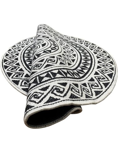 Tapis ROSAS Rond Noir et Blanc