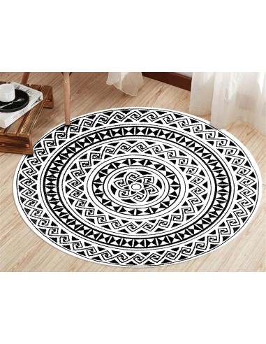 Tapis ROSAS Rond Noir et Blanc