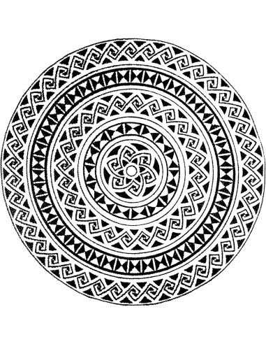 Tapis ROSAS Rond Noir et Blanc