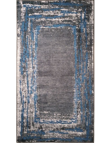 Tapis Lavable gris et bleu