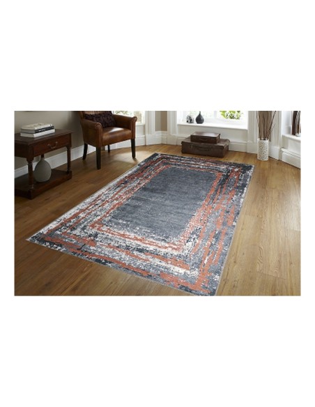Tapis Lavable gris et rouge