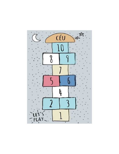 Marelle grise - Tapis enfant lavable...