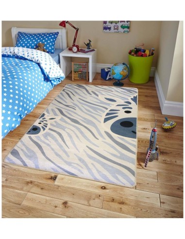 Tapis chambre enfant ZEBRE Bleu