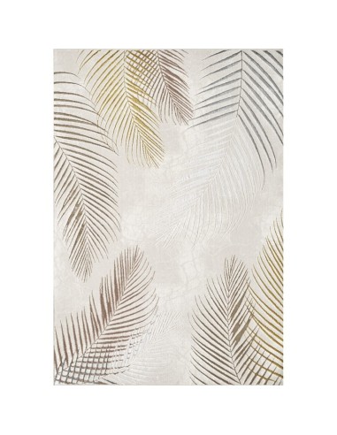 DUBAI 51 Feuille - Tapis crème doré argenté cuivré