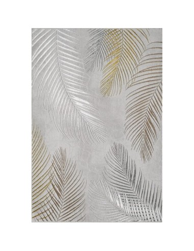 DUBAI 51 Feuille - Tapis feuille gris doré argenté cuivré