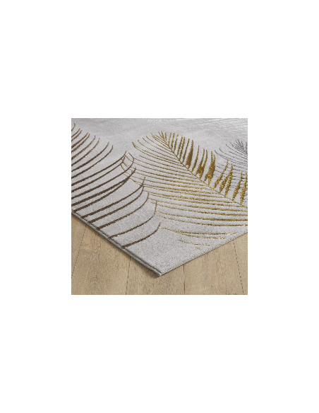 DUBAI 51 Feuille - Tapis feuille gris doré argenté cuivré