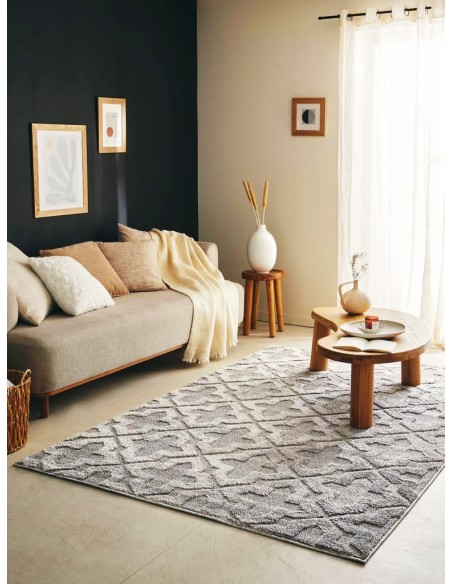 Harmony 917 gris - Tapis de salon géométrique crème