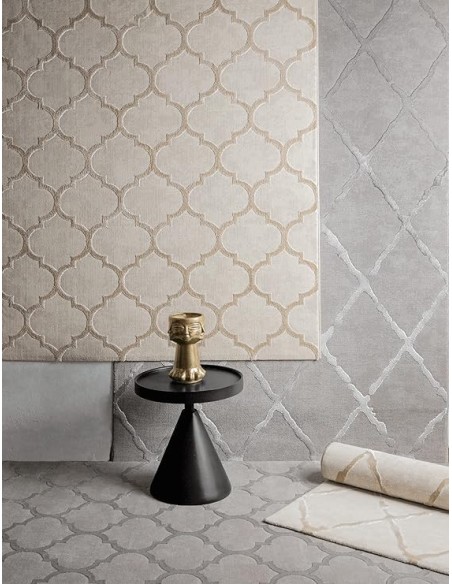 Tapis Studio Quadrilobe beige Motif arabesque