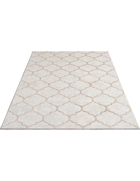 Tapis Studio Quadrilobe beige Motif arabesque