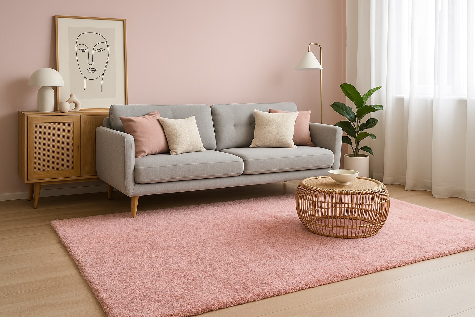 tapis de couleur rose moderne