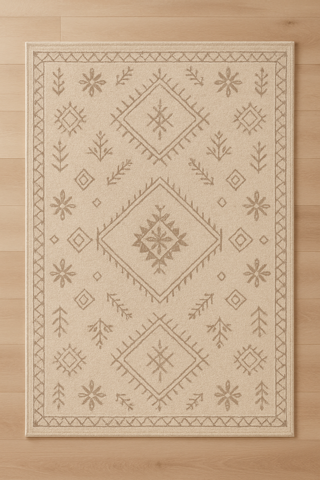 Tapis beige à motifs 